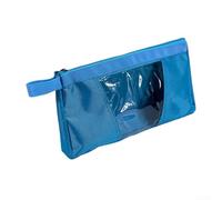 Floweringbeter Oxford Cloth and PVC Canvas Tool Storage Bag with Transparent Panels, Full Length Zipper, Convenient Carry Handle, and Hanging Loops for Organized Storage, 340x190mm(Blue)