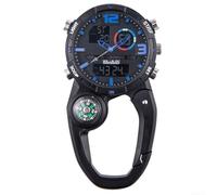 Floweringbeter Portable Climbing Watch with Carabiner Hook Alarm Date Display for Outdoor Enthusiasts(Blue)