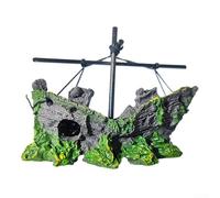 Floweringbeter Resin Warship Ornament Aquarium Decoration for Fish Tank Landscaping with Swimming Chambers and Ventilation Holes, Environmentally Safe Material for Aquatic Life (broken ship)