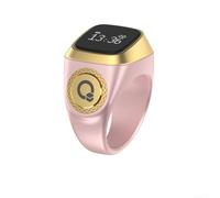 Floweringbeter Smart Waterproof IQibla Digital For Zikr Ring With Display, Vibration, And APP Connectivity For Five Daily Prayer Reminders(18mm Pink)