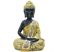 Floweringbeter Solar Powered Golden Buddha Statue For Outdoor Garden And Indoor Decor Resin Zen Ornament With Night Light