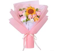 Floweringbeter Sunflower Bouquet Produced Via Traditional Hand Crochet Methods For Distinctive Visual Texture And Organic Feel(Z)