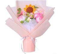 Floweringbeter Sunflower Bouquet Produced Via Traditional Hand Crochet Methods For Distinctive Visual Texture And Organic Feel(AC)