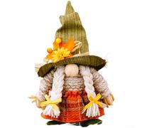 Floweringbeter Thanksgiving Gnome with Enchanted Hat with Fall Harvest Motifs for Seasonal Home Decor (B)