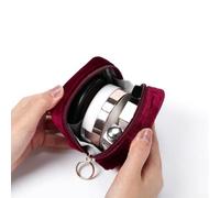 Floweringbeter Water Resistant Mini Cosmetic Bag, Portable Velvet Embroidery Makeup Organizer with Multiple Compartments for Lipstick and Beauty Tools(Red)