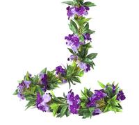 Floweroyal 4 Pack Artificial Flower Garlands 15.8FT Fake Impatiens Vines Silk Flowers Hanging Impatien Ivy for Wedding Arch Party Home Garden Wall Decor (Purple)