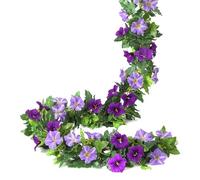 Floweroyal 4 Pack Artificial Flower Garlands 15.8FT Fake Morning Glory Vines Silk Flowers Hanging Garland Ivy for Wedding Arch Party Home Garden Wall Decor (Purple)