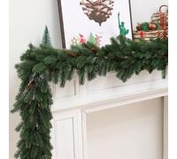 Floweroyal 6.4FT Christmas Garland Artificial Pine Needles Greenery Garland for Stairs, Fireplace, Table, Entrydoor wreath Indoor Outdoor Christmas Decoration