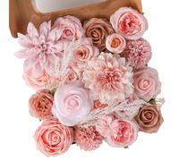 Floweroyal Artificial Flowers Fake Rose Flowers Dahlia with Stems for DIY Wedding Bridal Bouquets, Baby Shower, Floral Arrangement, Table Centerpieces, Home Decorations (Nude Color)