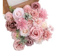 Floweroyal Artificial Flowers Fake Rose Flowers Dahlia with Stems for DIY Wedding Bridal Bouquets, Baby Shower, Floral Arrangement, Table Centerpieces, Home Decorations
