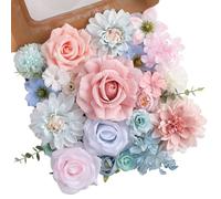 Floweroyal Artificial Flowers Fake Rose Flowers Dahlia with Stems for DIY Wedding Bridal Bouquets, Baby Shower, Floral Arrangement, Table Centerpieces, Home Decorations