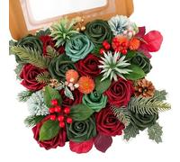 Floweroyal Poinsettia Artificial Christmas Flowers Red Flowers Mix Fake Roses with Stems for Wedding Bridal Bouquets, Table Centerpieces, Home Christmas Decorations