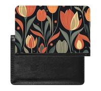 FlowerPattern Passport Holder Cover Secure Travel Wallet PU Leather Credit Cards Passport Organizer Bag for Women Men, white, One Size, Modern