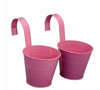 Flowerpot 2er Pink 16cm With Holder Modern Galvanised Garden Plants Spring New