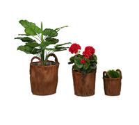 Flowerpot Lined Planters Coconut Leaves Handmade Pots Natural Decoration Handles