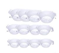 Flowerpot Saucers, 12-Pack 8/10/12 Inch, Transparent Round Plastic Trays, Catch Excess Water Runoff, Modern Decor for Indoor Outdoor Plants