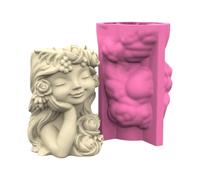 Flowerpot Silicone Mold, Reusabled Flower Pot Concrete Casting Mold Cute Girl Face Silicone-Mould Creative Plant Pot for Succulents Planter Cement Resin Art Projects Statue Craft