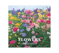 Flowers 2026 Calendar, 2026 a Year of Flowers Wall Calendar, Monthly Date Planning, 28x28cm, Spacious Monthly Grids, Spiral-Bound Design, for School, Home Organization