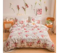 Flowers 3D Printing Bedding Set Premium Ultra Soft Microfiber Fresh style Duvet Cover 150x200 and 2 Pillow Cases, with Zipper Closure for Teenage in Bedroom F1731