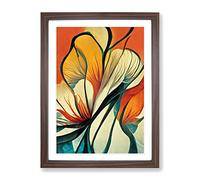 Flowers Abstract Art No.3 Framed Print | A2 Walnut Framed Wall Art | Ready to Hang | Abstract Floral Picture | Living Room Bedroom Lounge Office