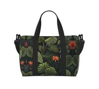 Flowers among green leaves Printed Tote Travel Bag With Adjustable Shoulder Strap Suitable For Travel And Sports