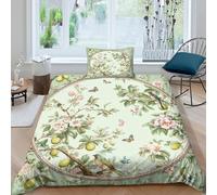 Flowers And Birds 3D Duvet Cover, Traditional Chinese Art Bedding Sets, Microfibre 3 Piece Quilt Bed Set,Comforter Cover with Pillowcase Single（135x200cm）
