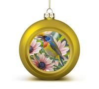 Flowers and Birds Christmas Ball Ornaments - Shatterproof Plastic Vintage Rustic Xmas Tree Decorations Pendant for Family Holiday Wedding Party Xmas Hanging Decoration
