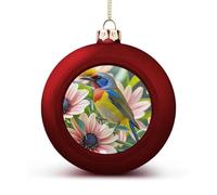 Flowers and Birds Christmas Ball Ornaments - Shatterproof Plastic Vintage Rustic Xmas Tree Decorations Pendant for Family Holiday Wedding Party Xmas Hanging Decoration