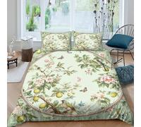 Flowers And Birds Duvet Cover 3 Piece 3D Print Traditional Chinese Art Quilt Bedding Set With Pillowcase, Microfibre Comforter Cover King（220x240cm）