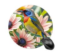 Flowers and Birds Mouse Pad Round Laptop Mouse Mat Cute Computer Mousepad Keyboard Pad Non-Slip Desk Pads for Gaming Office Work Home