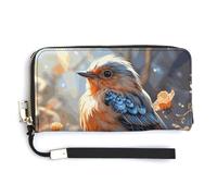 Flowers And Birds RFID Blocking Wallet for Women,Clutch With Change Pocket, Wristlet Wrist Strap with Card Slots