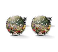 Flowers And Butterflies Alloy Cufflinks for Men 17mm 20mm Shirt Cuff Links for Wedding Business Formal Dress Father's Day Birthday Gift for Him