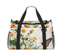 Flowers and butterflies Print Travel Duffel Bag for Men & Women, Foldable Travel Bags and Spacious Weekender Tote Bag for Storage Toiletry Luggage Personal Item, Black, L