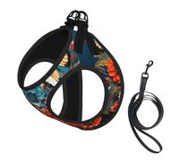 Flowers And Butterfly Print Adjustable Reflective Harness Leash Set For Cats, Dogs And Small Pets, Soft Breathable Mesh Walking Vest With Escape-Proof Lead