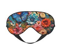 Flowers and Butterfly Sleep Mask,100% Natural Mulberry Silk Eye Mask with, Ultra-Soft Eye Covers for Sleeping, Travel, Nap