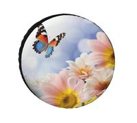 Flowers and Butterfly Universal Tire Cover Replacement Oxford Fabric Waterproof Wheel Protector for SUV Truck RV Camper Dust Snow Sun Protection