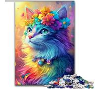 Flowers And Cats Adult Jigsaw Puzzles 1000, Staycation Kill Time Every Piece Is Unique - Challenging Family Fun Game (50x75cm)