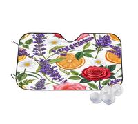 Flowers and Citrus Wind Sun Shade for Car Sun Visor Foldable Vehicle Sunshade 27.5×51.2 Inch