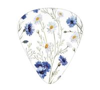 Flowers And Cornflowers Daisies 12 Pcs Guitar Picks, 3 Thickness Includes 0.46mm, 0.71mm, 0.96mm, With Organizer Storage Box