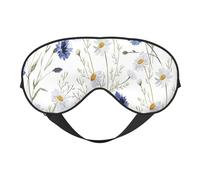 Flowers and Cornflowers Daisies Print Breathable Full-Cover Eye Mask Stylish Adjustable Nap Night Restful Environment
