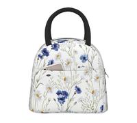 Flowers and Cornflowers Daisies Print Insulated Lunch Bag Portable Leakproof Reusable Tote Work School Picnic Boys Girls