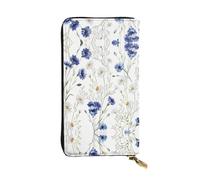 Flowers and Cornflowers Daisies Print Leather Long Clutch Wallet â€“ Fashionable Personalized Wallet, Multiple Card Slots, Gift Ready, Black, One Size