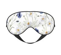 Flowers and Cornflowers Daisies Print Silk Sleep Mask with Adjustable Buckle Stylish Eye Mask for Women Travel Nap Shift Work Office