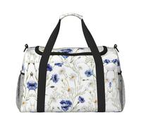 Flowers and Cornflowers Daisies Print Weekender Bag,Gym Bag with,Carry On Luggage Overnight Weekend Bag, Holdall Handbag