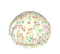 Flowers And Cute Bunny Rabbits Reusable Elastic Bath Waterproof Shower Cap For Womens, Caps For Girls Spa Home Use,Hotel And Hair Salon