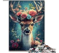 Flowers And Deer 1000 Piece Jigsaw Puzzles for Adults Gifts, Challenging Game Gifts for Is Ideal As A Gift for The Whole Family 50x75cm