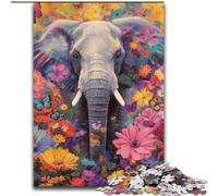 Flowers And Elephants 1000 Piece Jigsaw Puzzles, Family Activity Fun at Home Activities, Birthday Present,Travel Gifts (50x75cm)