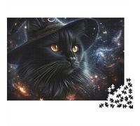 Flowers And Eyes 1000 Piece Witch Cat Cardboard Jigsaw Puzzle for Adults 14+ Senior Centre Activity Classroom Puzzle Social Icebreaker Stress Relief 70x50cm/1000pcs