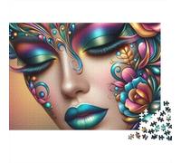 Flowers And Eyes 1000pc Color Face Heavy-duty Cardboard Jigsaw Puzzle for Brain Teaser Lovers Team Building Leisure Entertainment Social Icebreaker Value for Money 70x50cm/1000pcs
