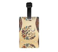 Flowers and Feathers Print Luggage Tags for Suitcases, Personalized Travel Accessories with PVC Tags for Luggage